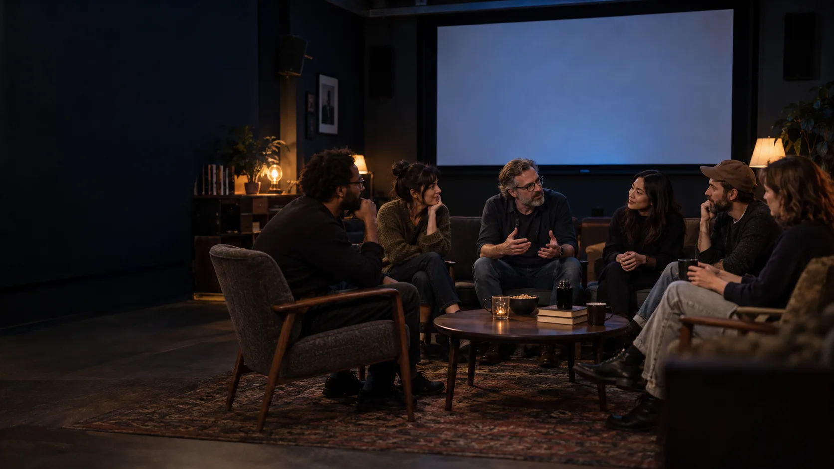 Members of a documentary film club talking together after a screening